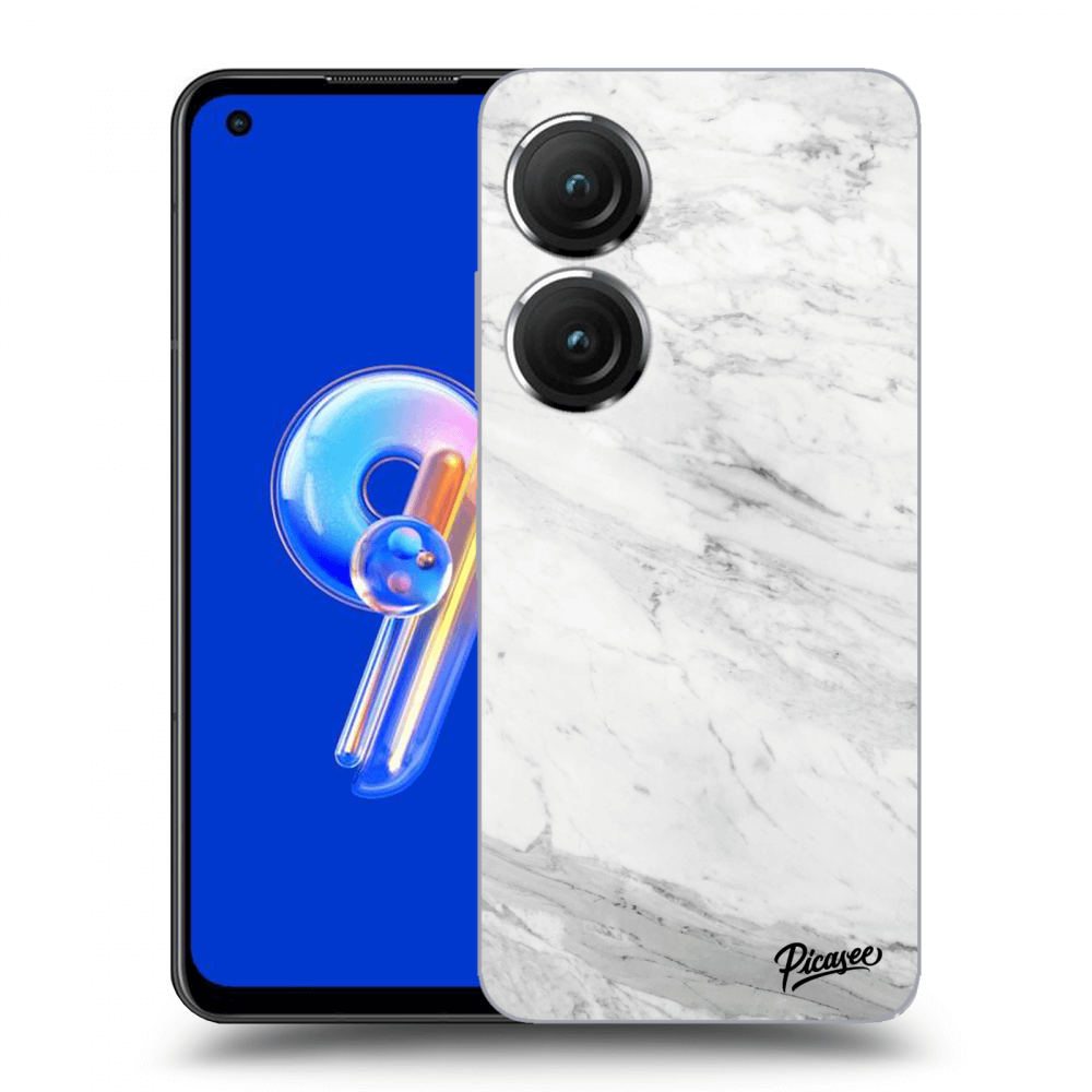 Picasee Asus Zenfone 9 Hülle - Transparentes Silikon - White marble