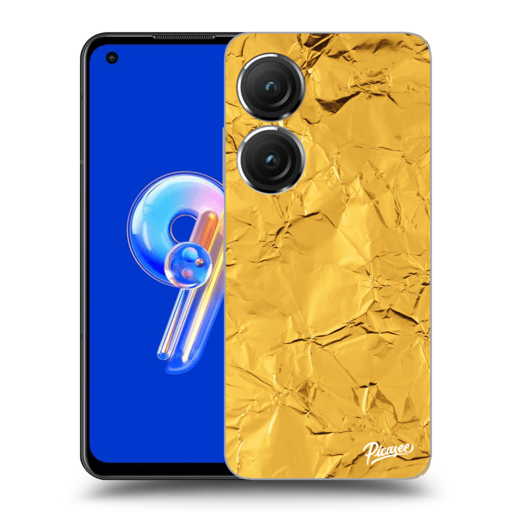 Picasee Asus Zenfone 9 Hülle - Transparentes Silikon - Gold