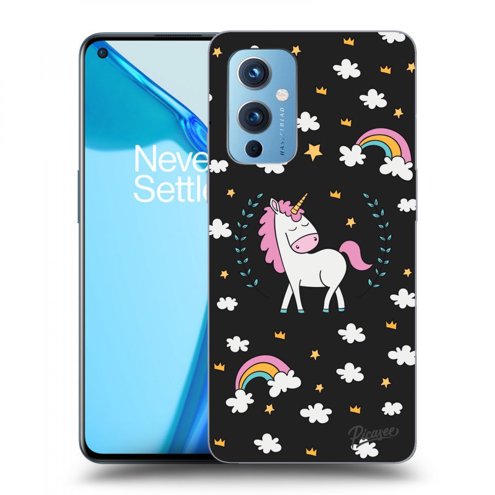 Picasee OnePlus 9 Hülle - Schwarzes Silikon - Unicorn star heaven