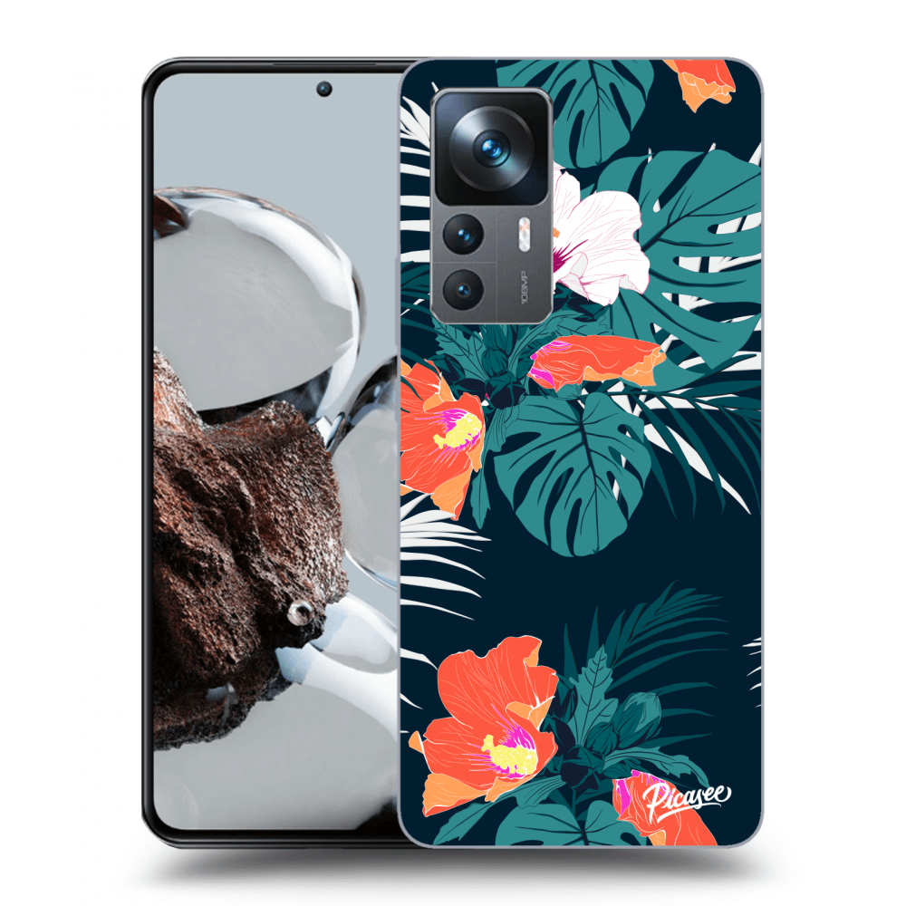 Picasee Xiaomi 12T Hülle - Schwarzes Silikon - Monstera Color