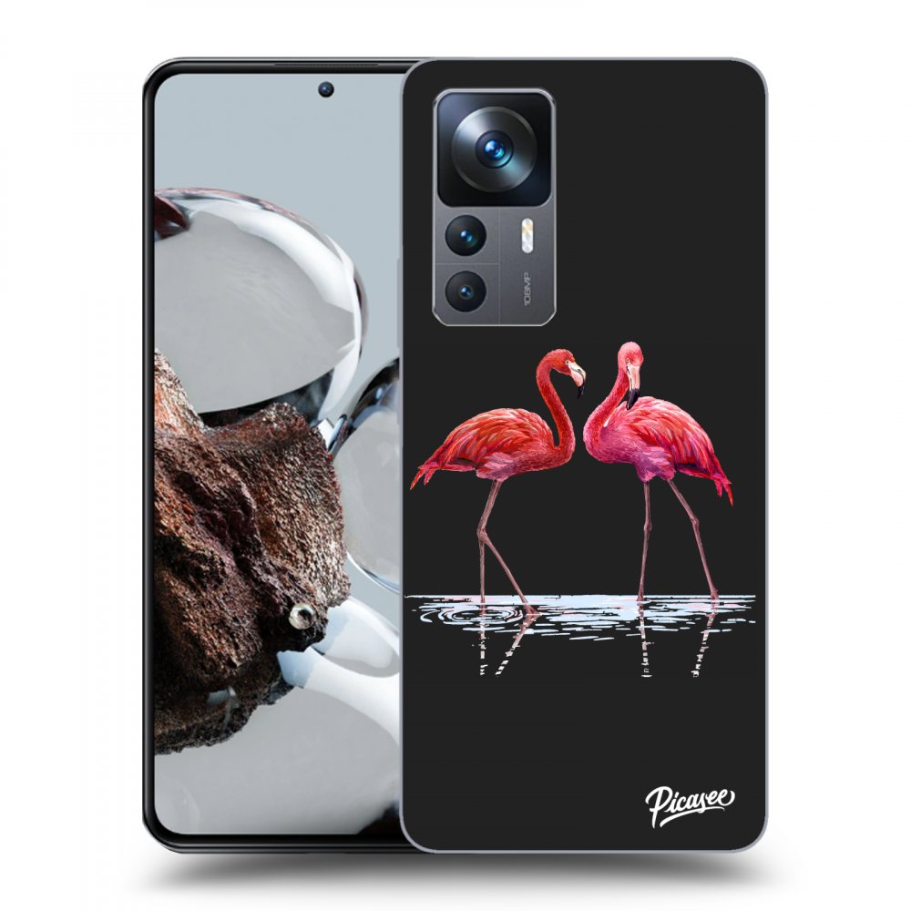 Picasee Xiaomi 12T Hülle - Schwarzes Silikon - Flamingos couple