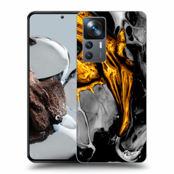 Picasee Xiaomi 12T Pro Hülle - Schwarzes Silikon - Black Gold