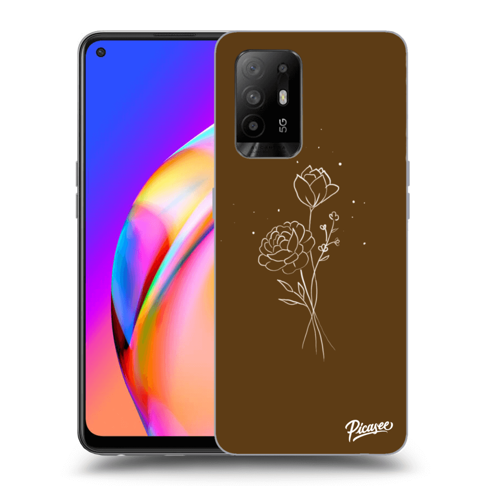 Picasee OPPO A94 5G Hülle - Transparentes Silikon - Brown flowers