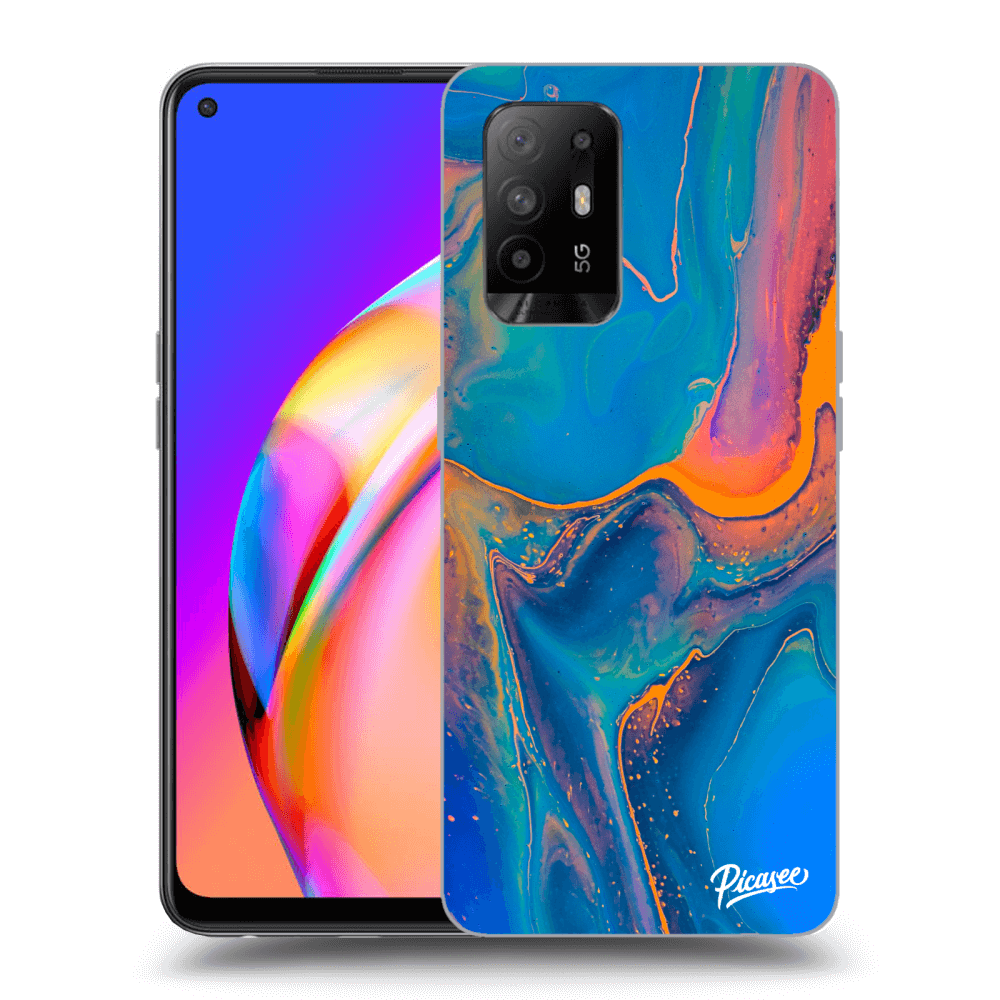 Picasee OPPO A94 5G Hülle - Schwarzes Silikon - Rainbow