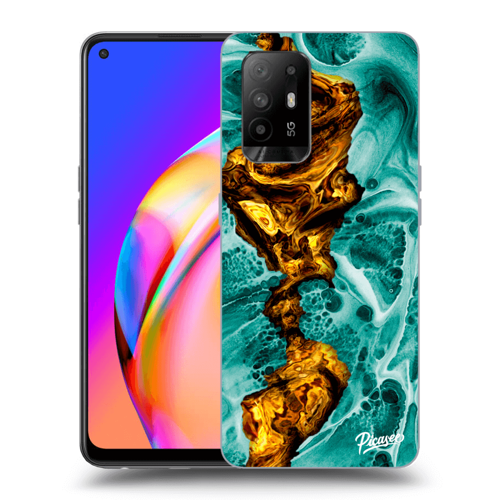 Picasee OPPO A94 5G Hülle - Schwarzes Silikon - Goldsky