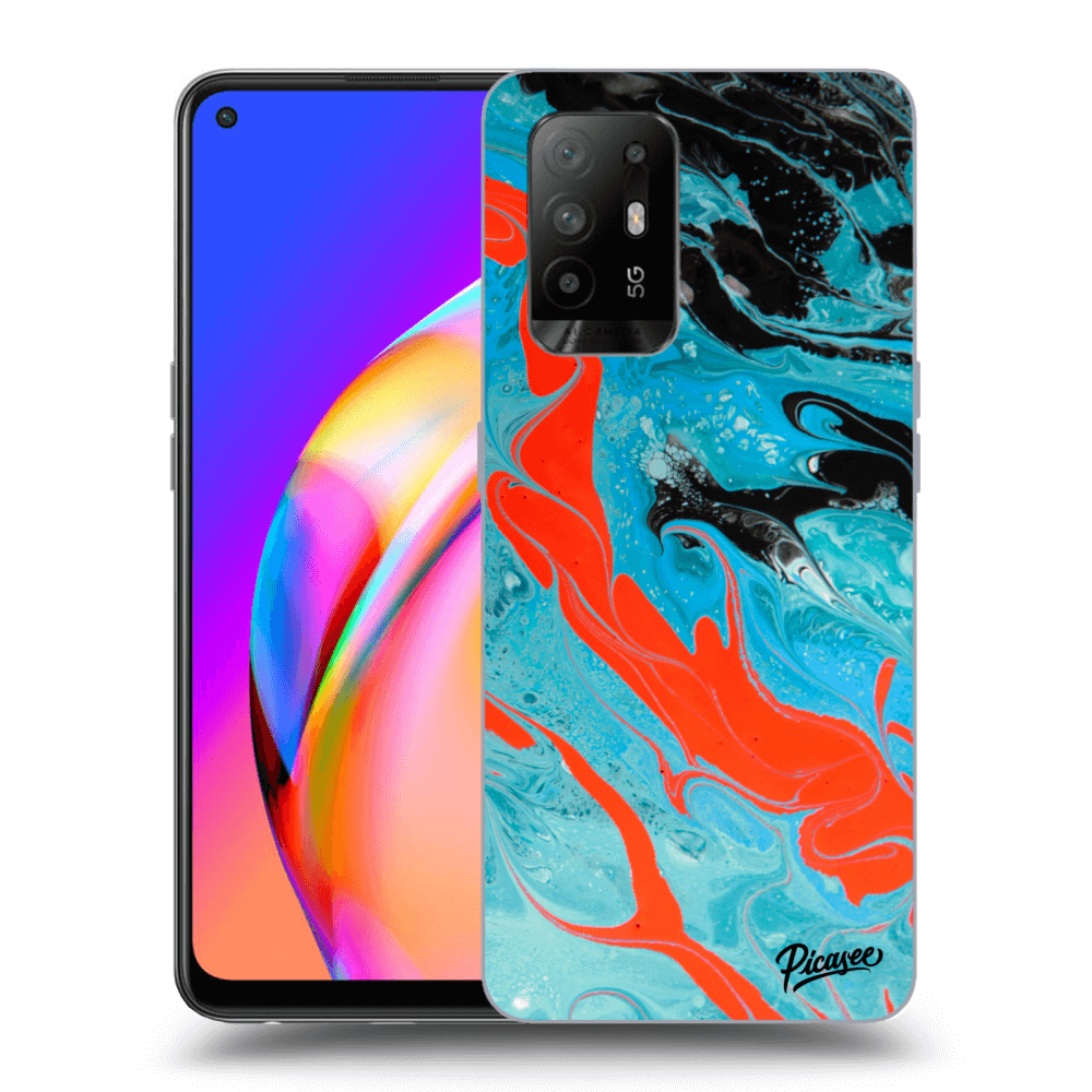 Picasee OPPO A94 5G Hülle - Schwarzes Silikon - Blue Magma