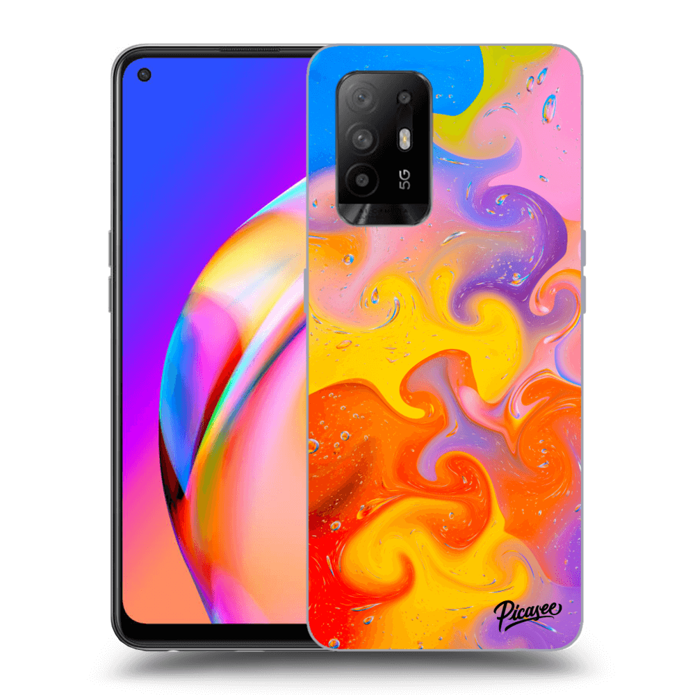 Picasee OPPO A94 5G Hülle - Schwarzes Silikon - Bubbles