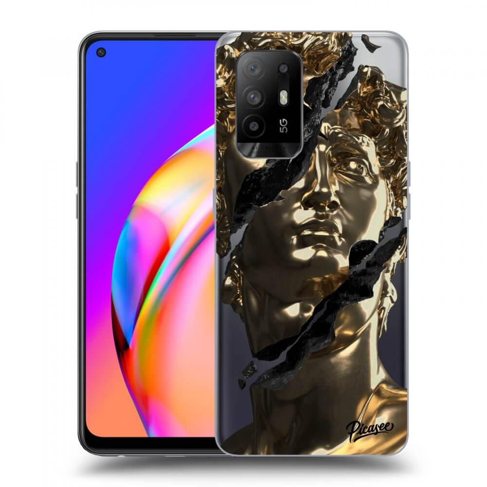 Picasee OPPO A94 5G Hülle - Transparentes Silikon - Golder