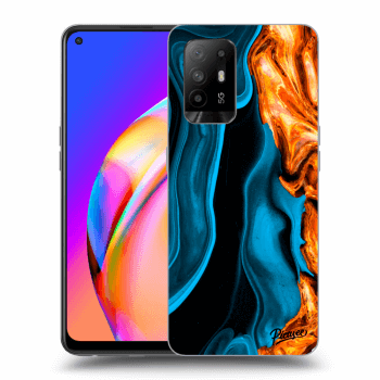 Picasee OPPO A94 5G Hülle - Transparentes Silikon - Gold blue