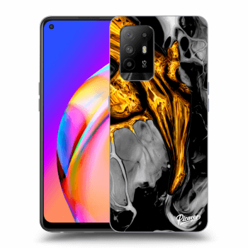 Picasee OPPO A94 5G Hülle - Schwarzes Silikon - Black Gold