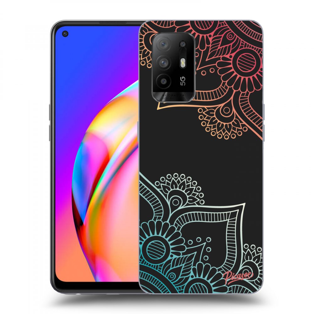 Picasee OPPO A94 5G Hülle - Schwarzes Silikon - Flowers pattern