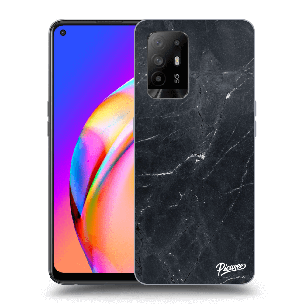 Picasee OPPO A94 5G Hülle - Transparentes Silikon - Black marble