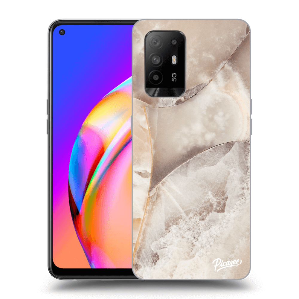 Picasee OPPO A94 5G Hülle - Schwarzes Silikon - Cream marble