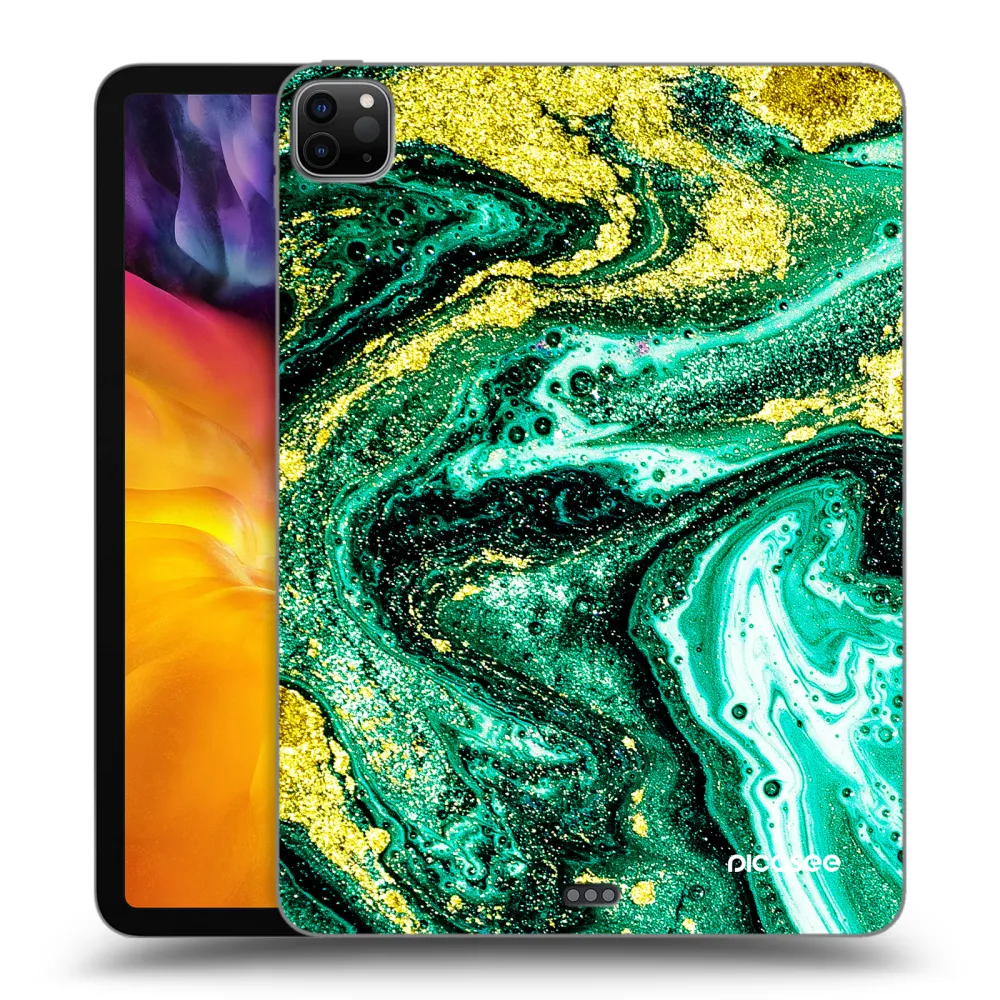 Picasee Schwarze Silikonhülle für Apple iPad Pro 11" 2022 M2 (4.generace) - Green Gold