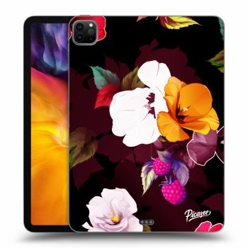 Picasee Schwarze Silikonhülle für Apple iPad Pro 11" 2022 M2 (4.generace) - Flowers and Berries