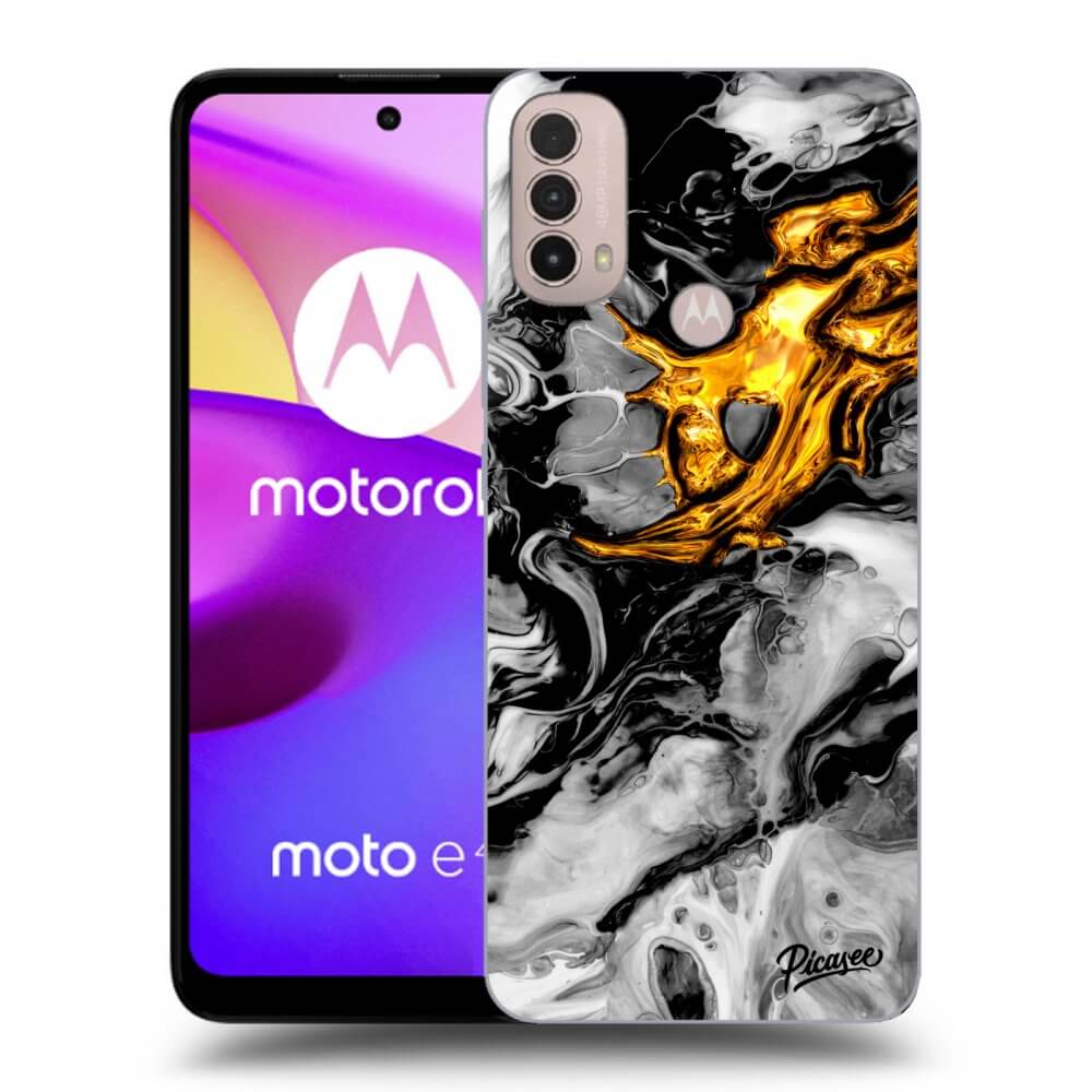Picasee Motorola Moto E40 Hülle - Schwarzes Silikon - Black Gold 2