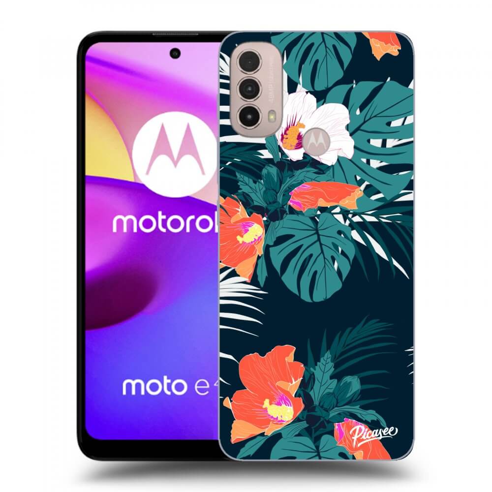 Picasee Motorola Moto E40 Hülle - Schwarzes Silikon - Monstera Color