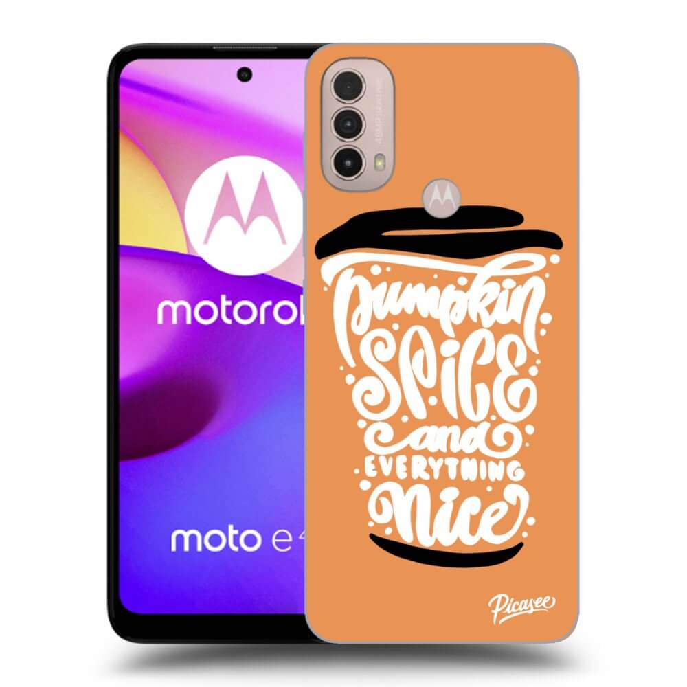 Picasee Motorola Moto E40 Hülle - Schwarzes Silikon - Pumpkin coffee