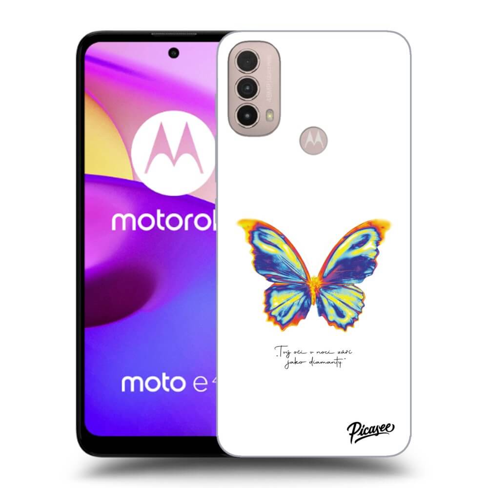 Picasee Motorola Moto E40 Hülle - Schwarzes Silikon - Diamanty White