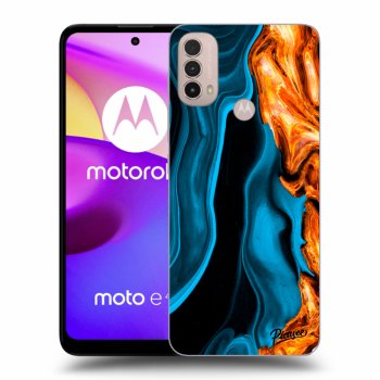 Picasee Motorola Moto E40 Hülle - Schwarzes Silikon - Gold blue
