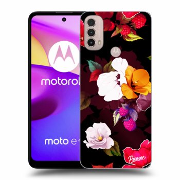 Picasee Motorola Moto E40 Hülle - Schwarzes Silikon - Flowers and Berries