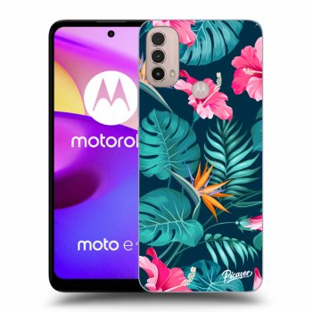 Hülle für Motorola Moto E40 - Pink Monstera