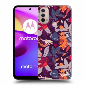 Picasee Motorola Moto E40 Hülle - Schwarzes Silikon - Purple Leaf