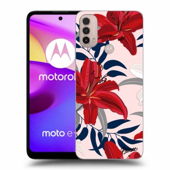 Picasee Motorola Moto E40 Hülle - Schwarzes Silikon - Red Lily