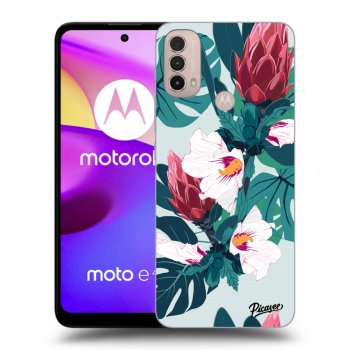Picasee Motorola Moto E40 Hülle - Schwarzes Silikon - Rhododendron