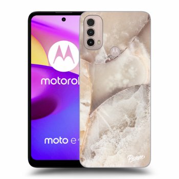 Picasee Motorola Moto E40 Hülle - Schwarzes Silikon - Cream marble