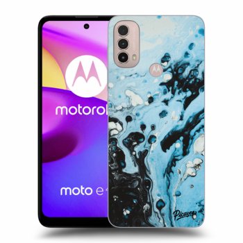Picasee Motorola Moto E40 Hülle - Schwarzes Silikon - Organic blue