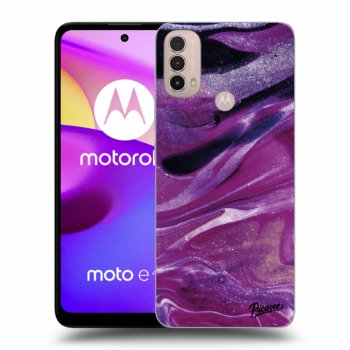 Picasee Motorola Moto E40 Hülle - Schwarzes Silikon - Purple glitter