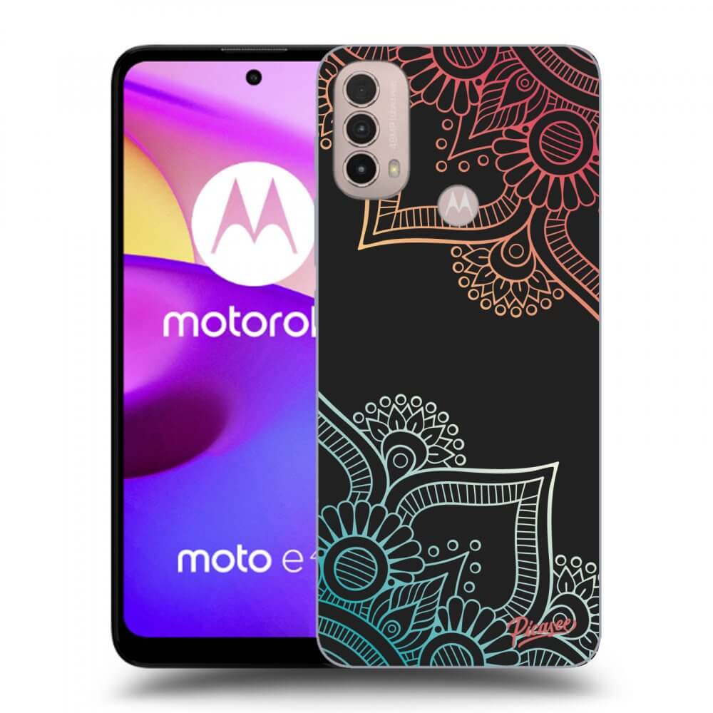 Picasee Motorola Moto E40 Hülle - Schwarzes Silikon - Flowers pattern