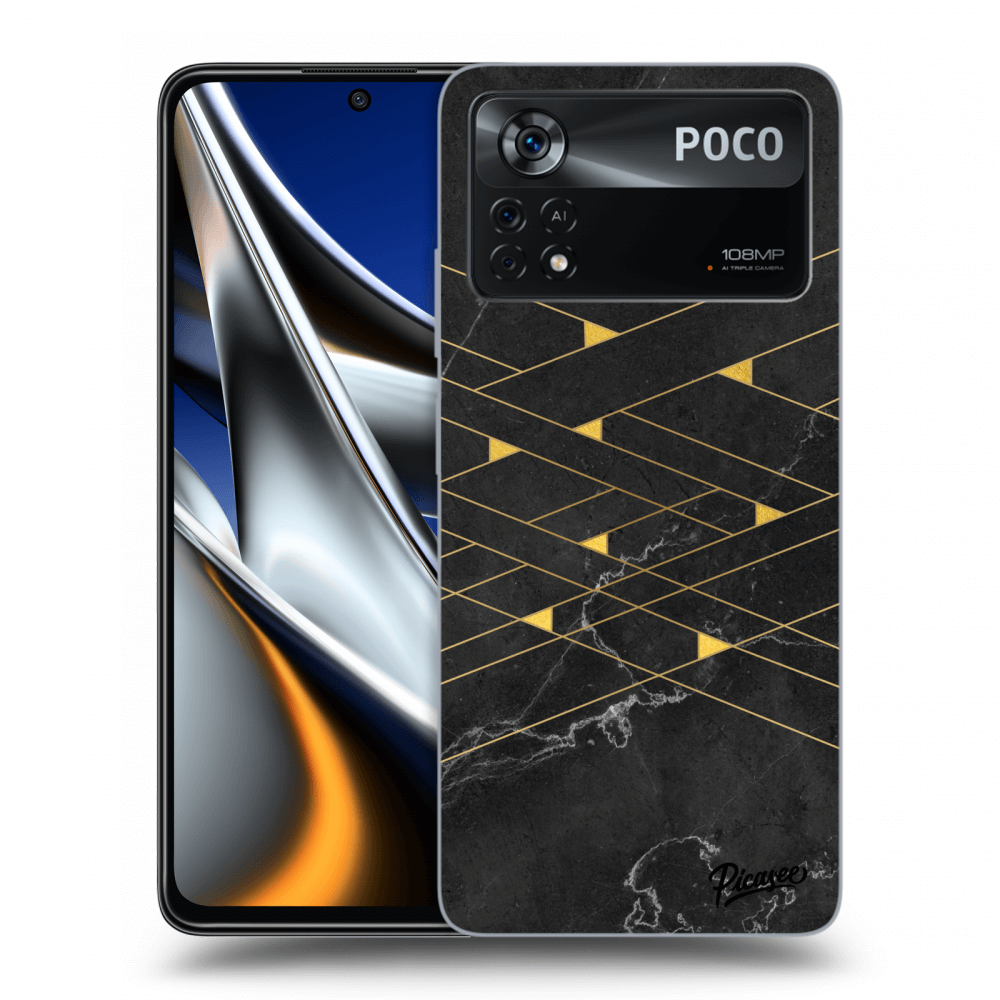 Picasee Xiaomi Poco M4 Pro Hülle - Schwarzes Silikon - Gold Minimal