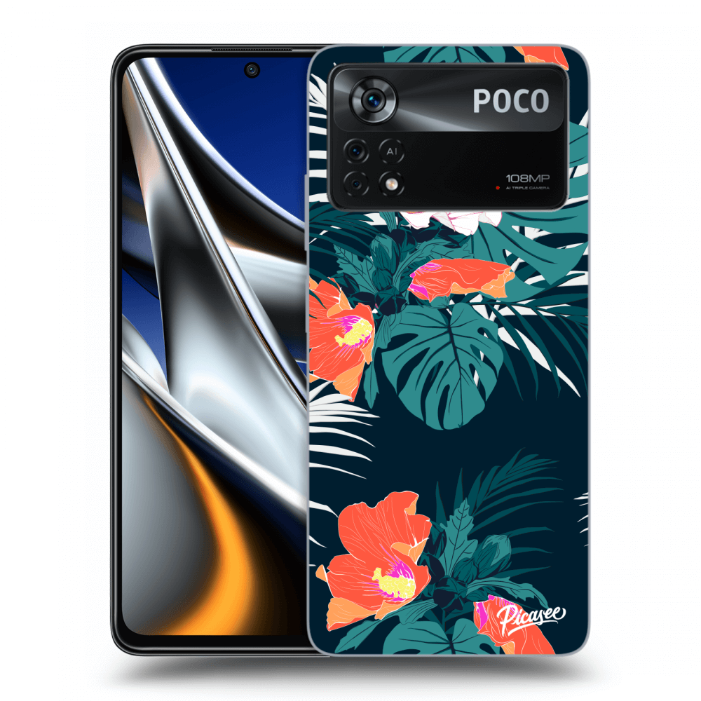 Picasee Xiaomi Poco M4 Pro Hülle - Schwarzes Silikon - Monstera Color