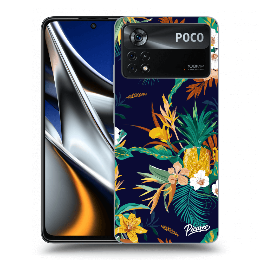 Picasee Xiaomi Poco M4 Pro Hülle - Schwarzes Silikon - Pineapple Color