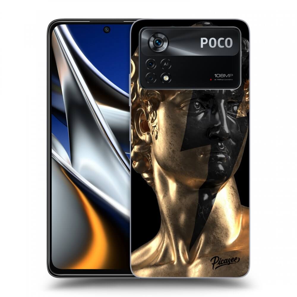 Picasee Xiaomi Poco M4 Pro Hülle - Schwarzes Silikon - Wildfire - Gold