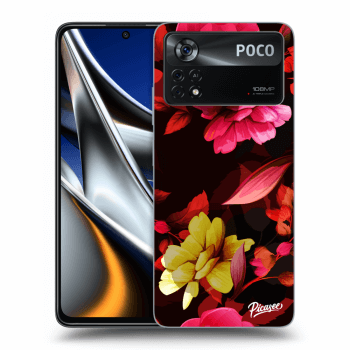 Picasee Xiaomi Poco M4 Pro Hülle - Schwarzes Silikon - Dark Peonny