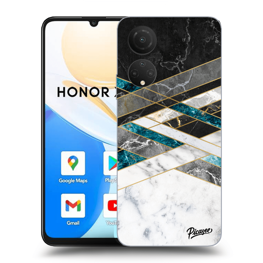 Picasee Honor X7 Hülle - Transparentes Silikon - Black & White geometry