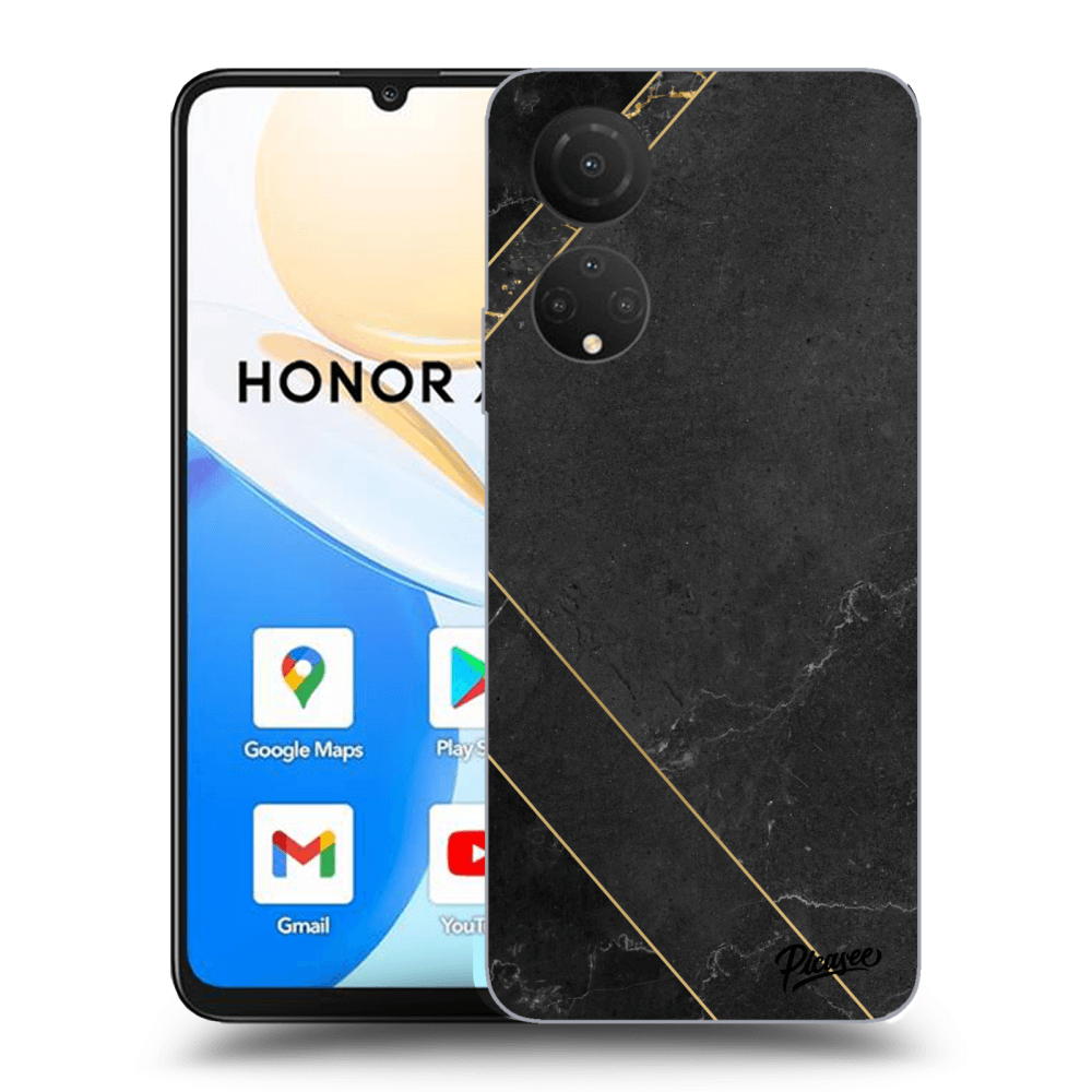Picasee Honor X7 Hülle - Transparentes Silikon - Black tile