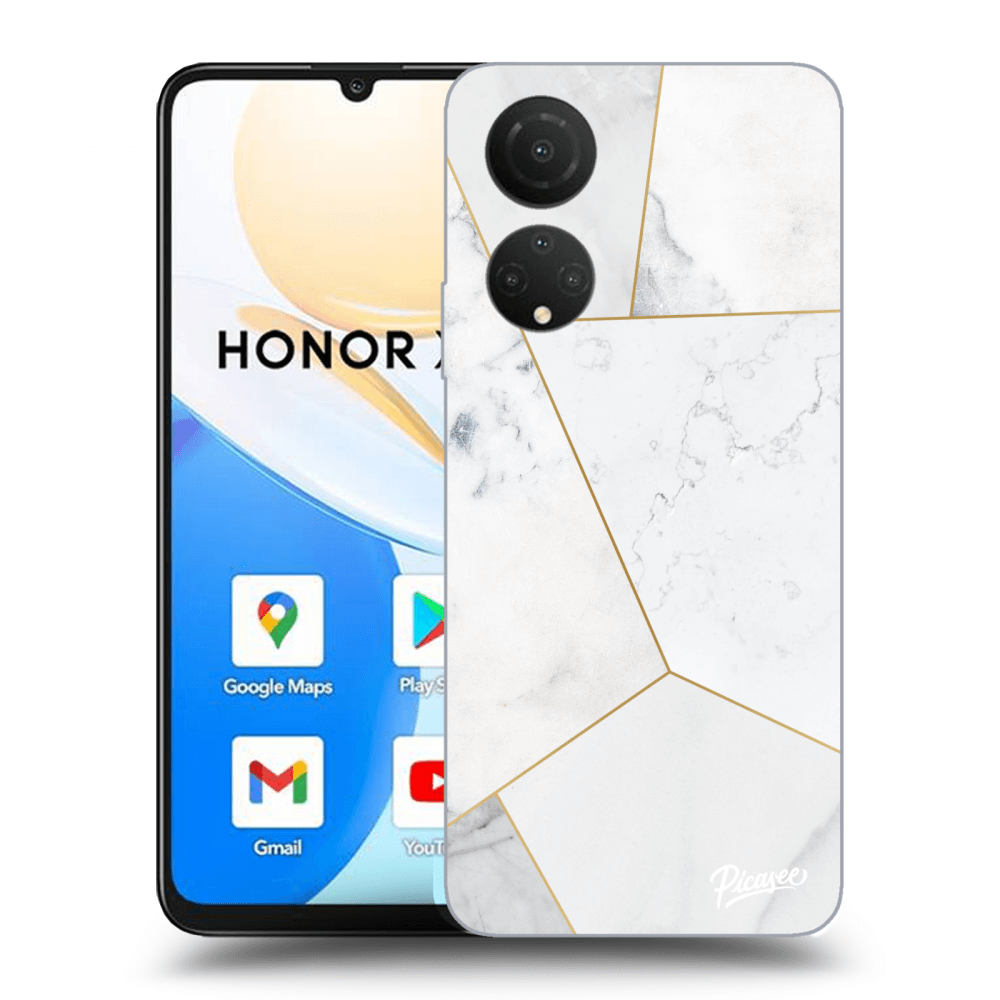 Picasee Honor X7 Hülle - Transparentes Silikon - White tile