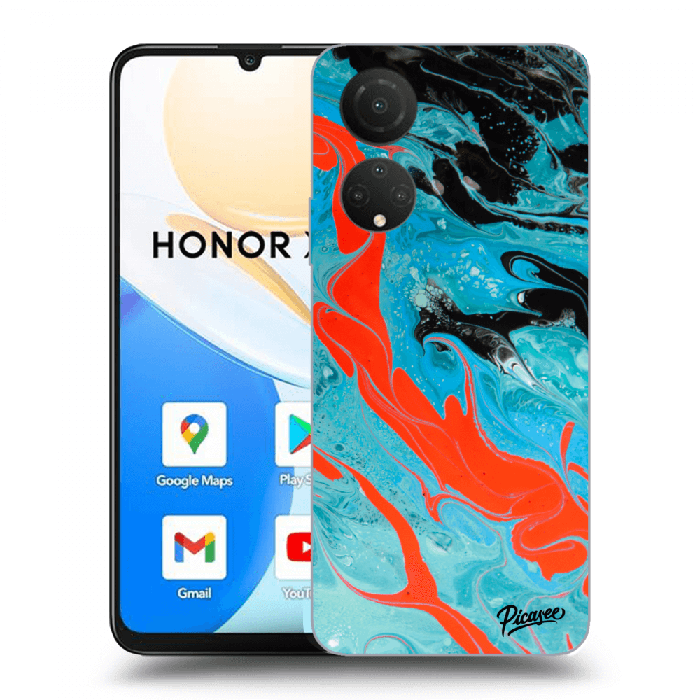Picasee Honor X7 Hülle - Transparentes Silikon - Blue Magma