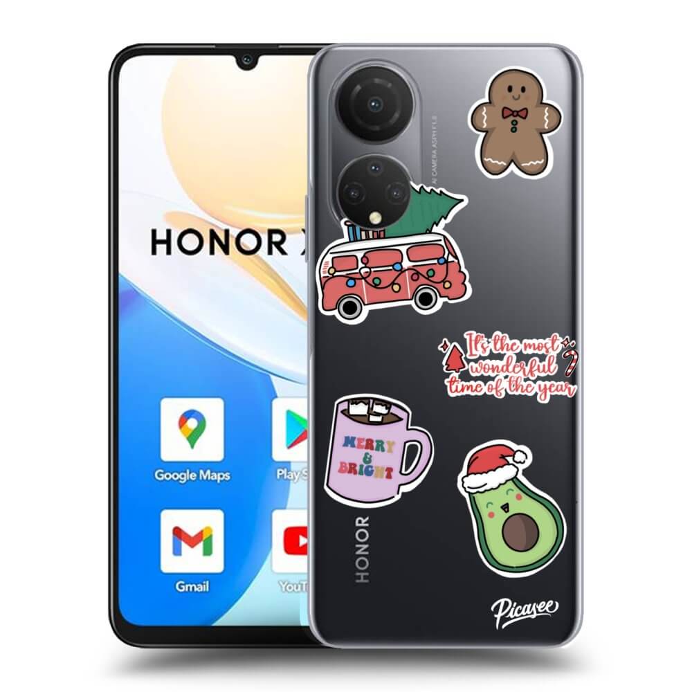Picasee Honor X7 Hülle - Transparentes Silikon - Christmas Stickers