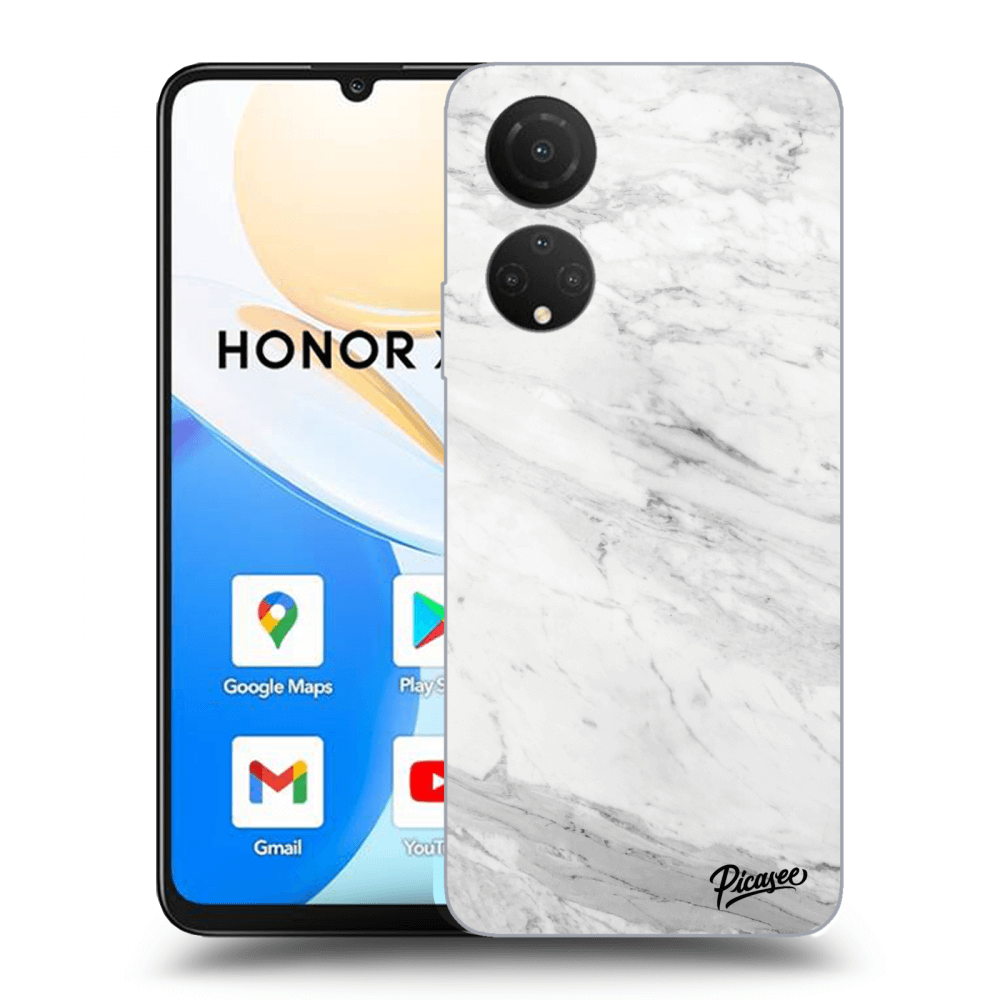 Picasee Honor X7 Hülle - Transparentes Silikon - White marble