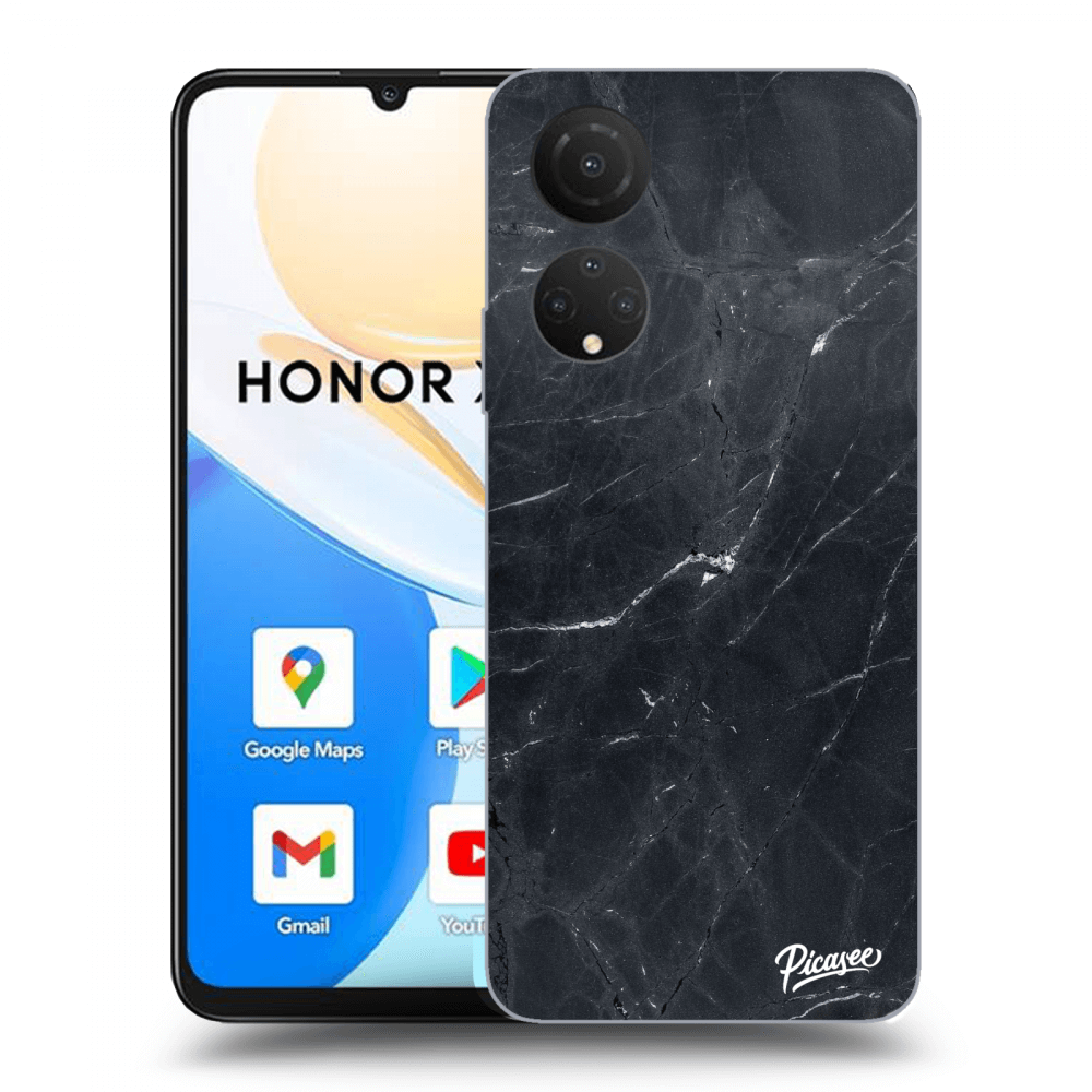 Picasee Honor X7 Hülle - Schwarzes Silikon - Black marble