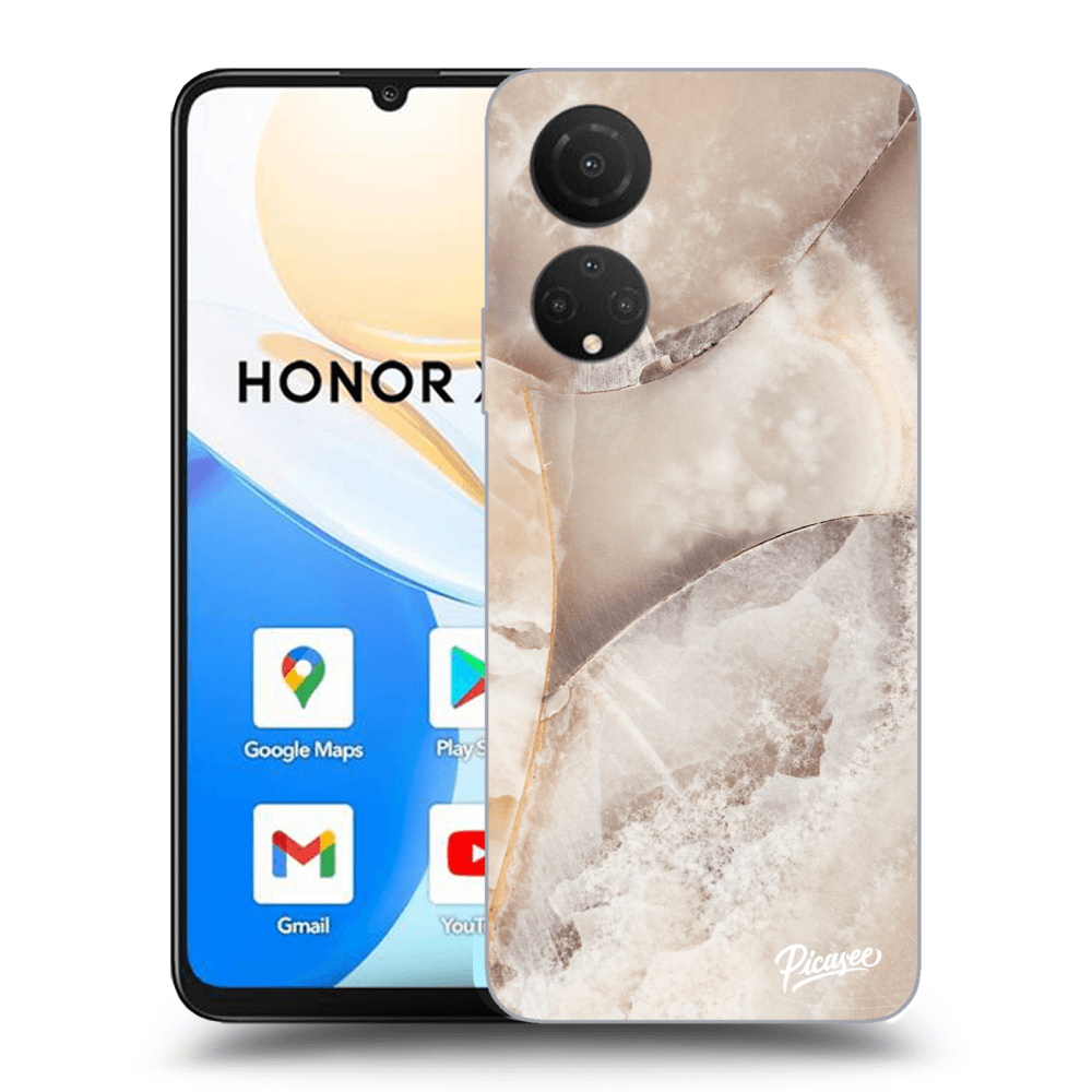 Picasee Honor X7 Hülle - Schwarzes Silikon - Cream marble