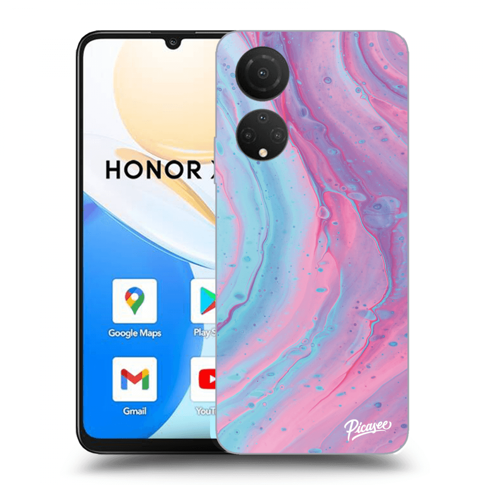 Picasee Honor X7 Hülle - Transparentes Silikon - Pink liquid