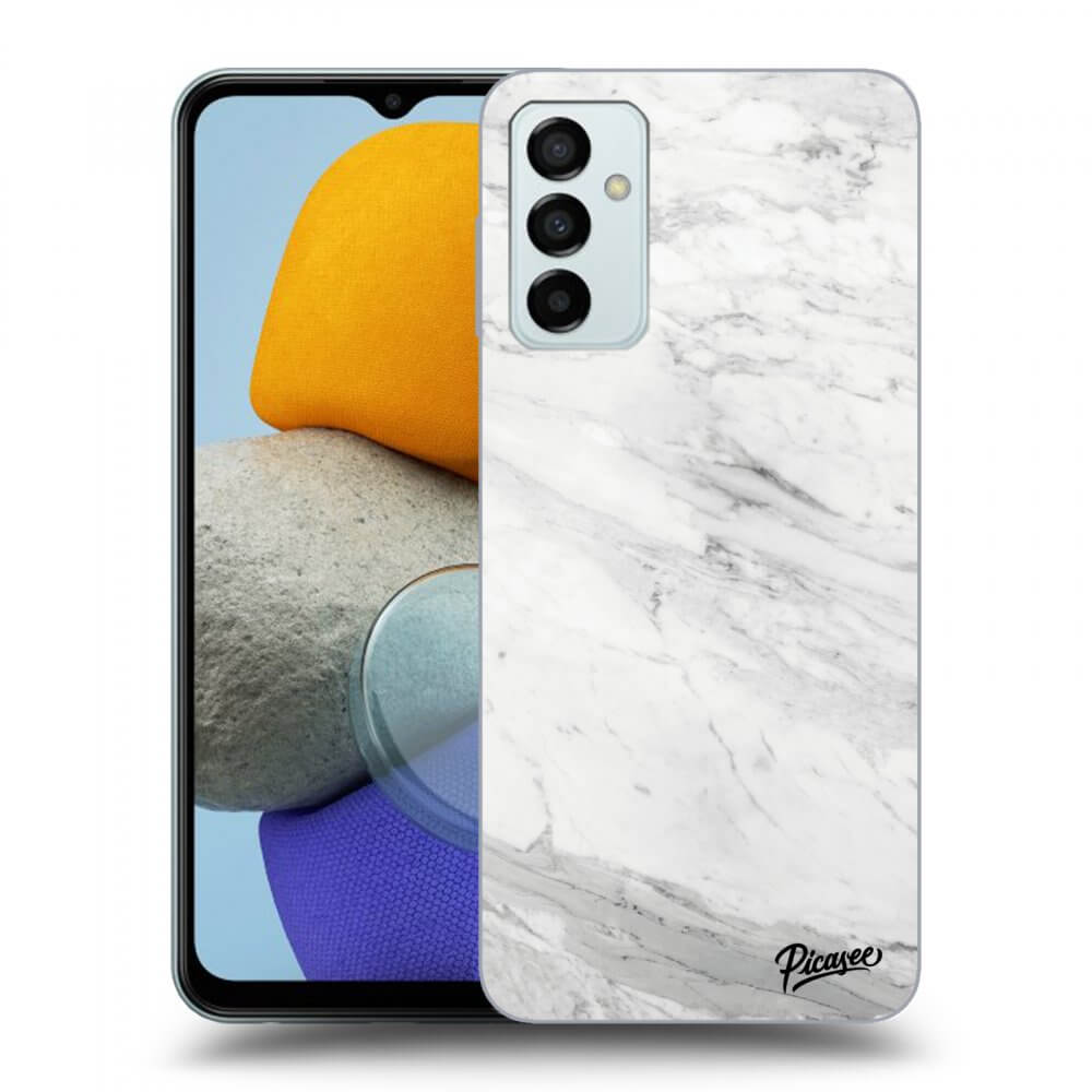 Picasee Samsung Galaxy M23 5G Hülle - Schwarzes Silikon - White marble