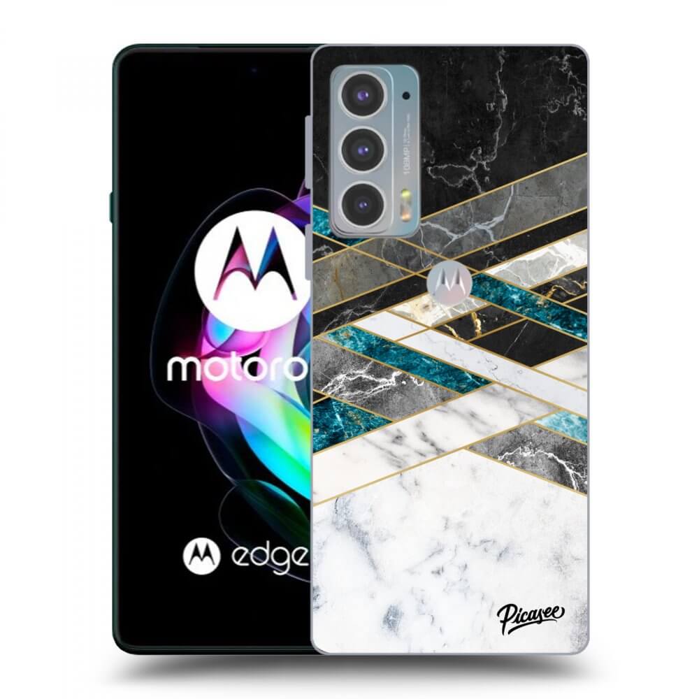 Picasee Motorola Edge 20 Hülle - Schwarzes Silikon - Black & White geometry