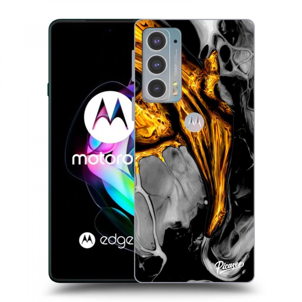 Picasee Motorola Edge 20 Hülle - Schwarzes Silikon - Black Gold